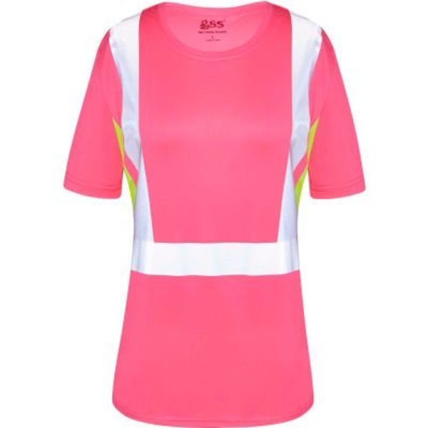 Gss Safety GSS Safety Non-ANSI Lady Short Sleeve T-shirt Pink with Lime Side-LG 5126-LG